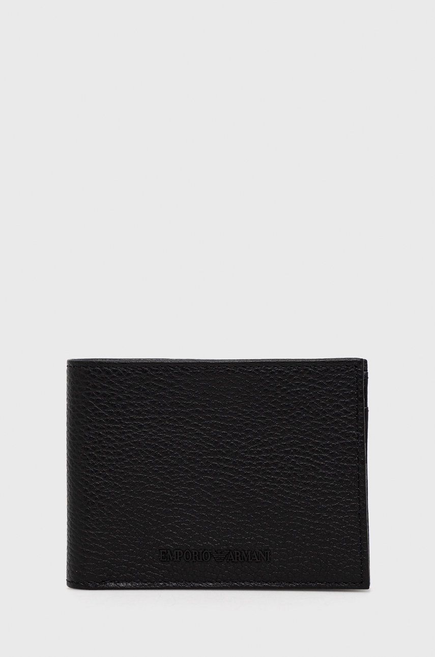 Emporio Armani portofel din piele si suport pentru card barbati, culoarea negru answear.ro