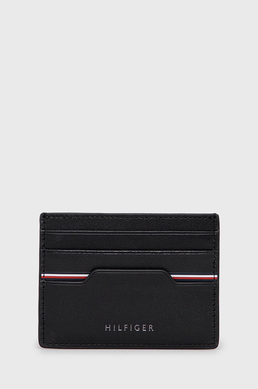

Кожен калъф за карти Tommy Hilfiger мъжки в черно, Черен