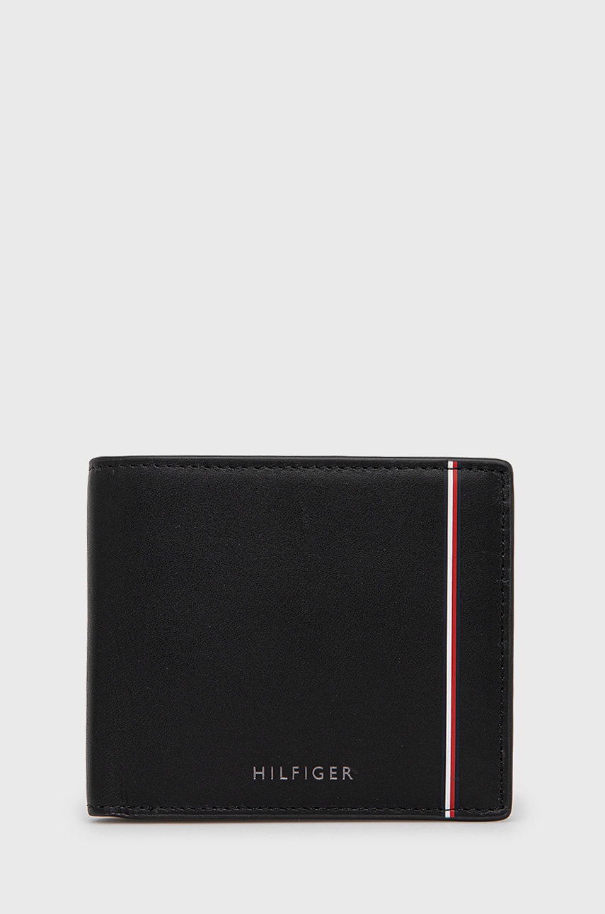 

Кожен портфейл Tommy Hilfiger мъжки в черно, Черен
