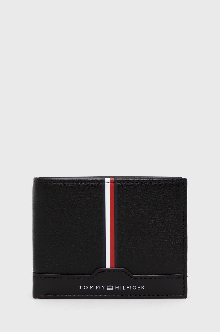 

Кожен портфейл Tommy Hilfiger мъжки в черно, Черен