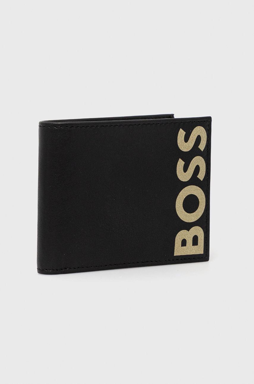 

Шкіряний гаманець BOSS чоловічий колір чорний