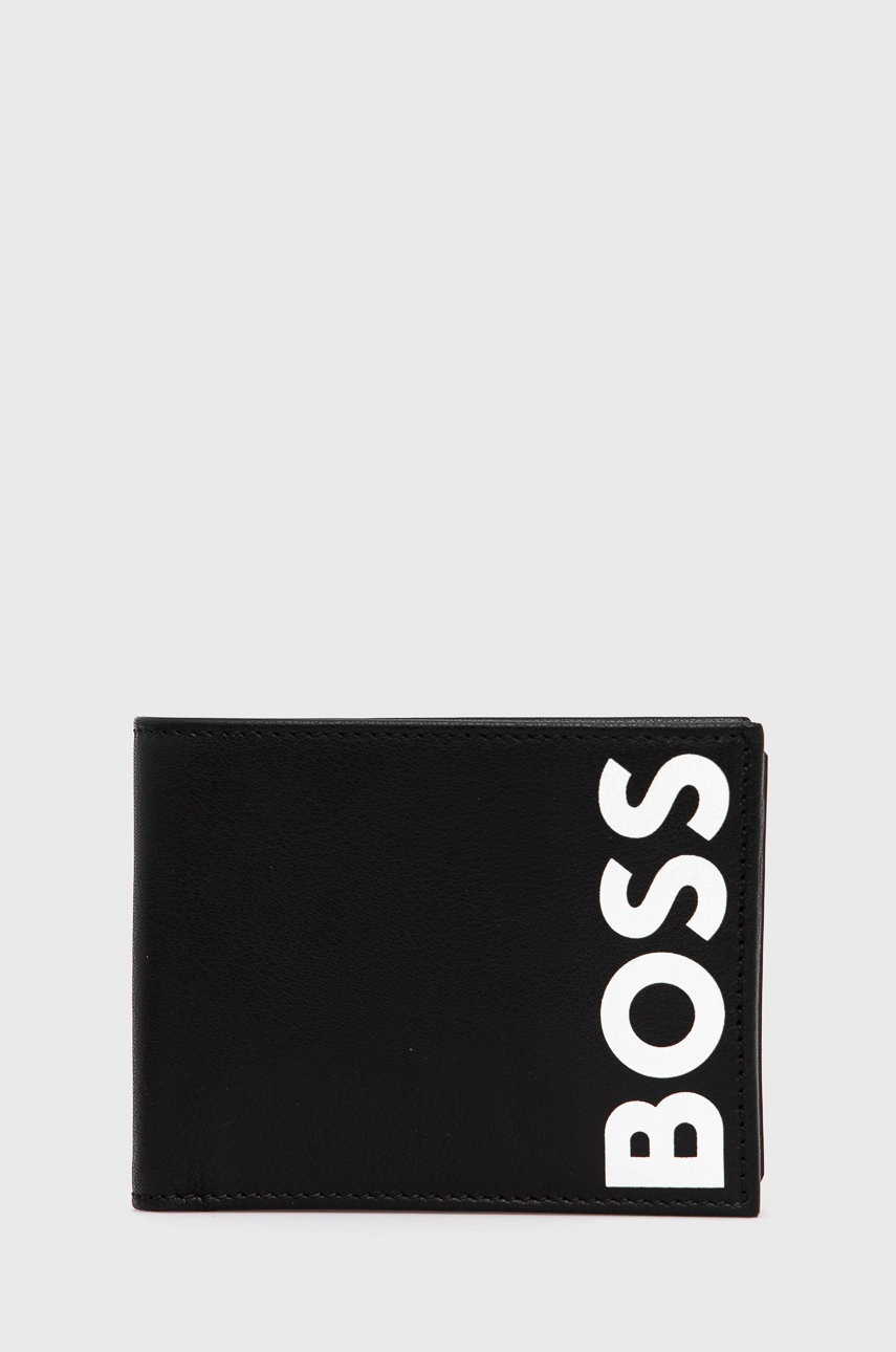 

Кожен портфейл BOSS мъжки в черно, Черен