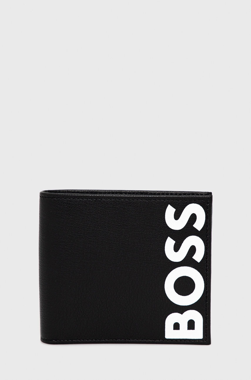 

Кожен портфейл BOSS мъжки в черно, Черен