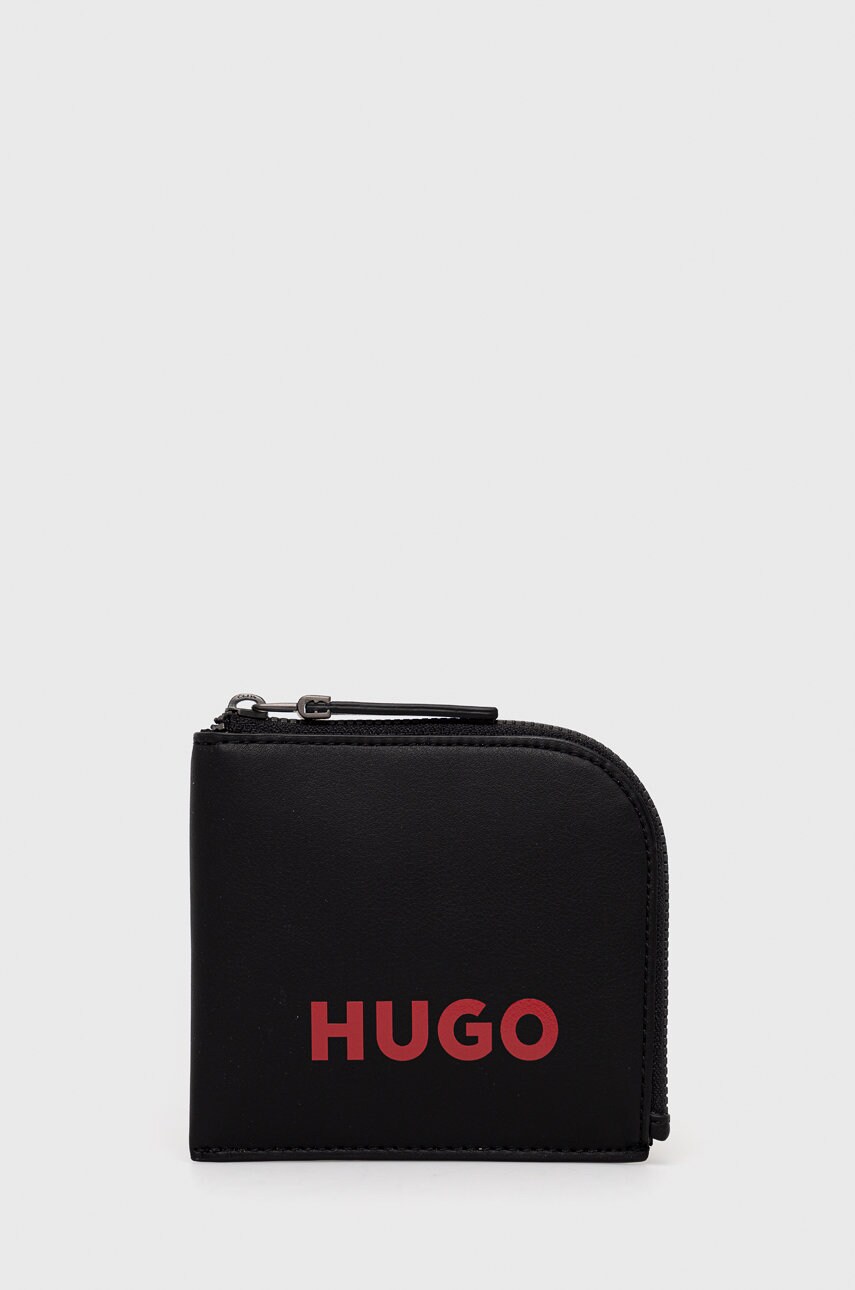 

Кожен портфейл HUGO мъжки в черно, Черен