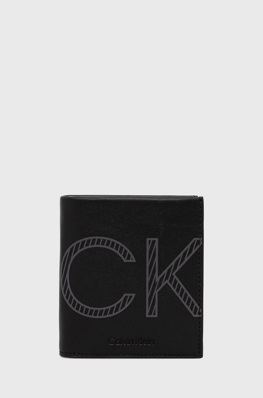 

Кожен портфейл Calvin Klein мъжки в черно, Черен