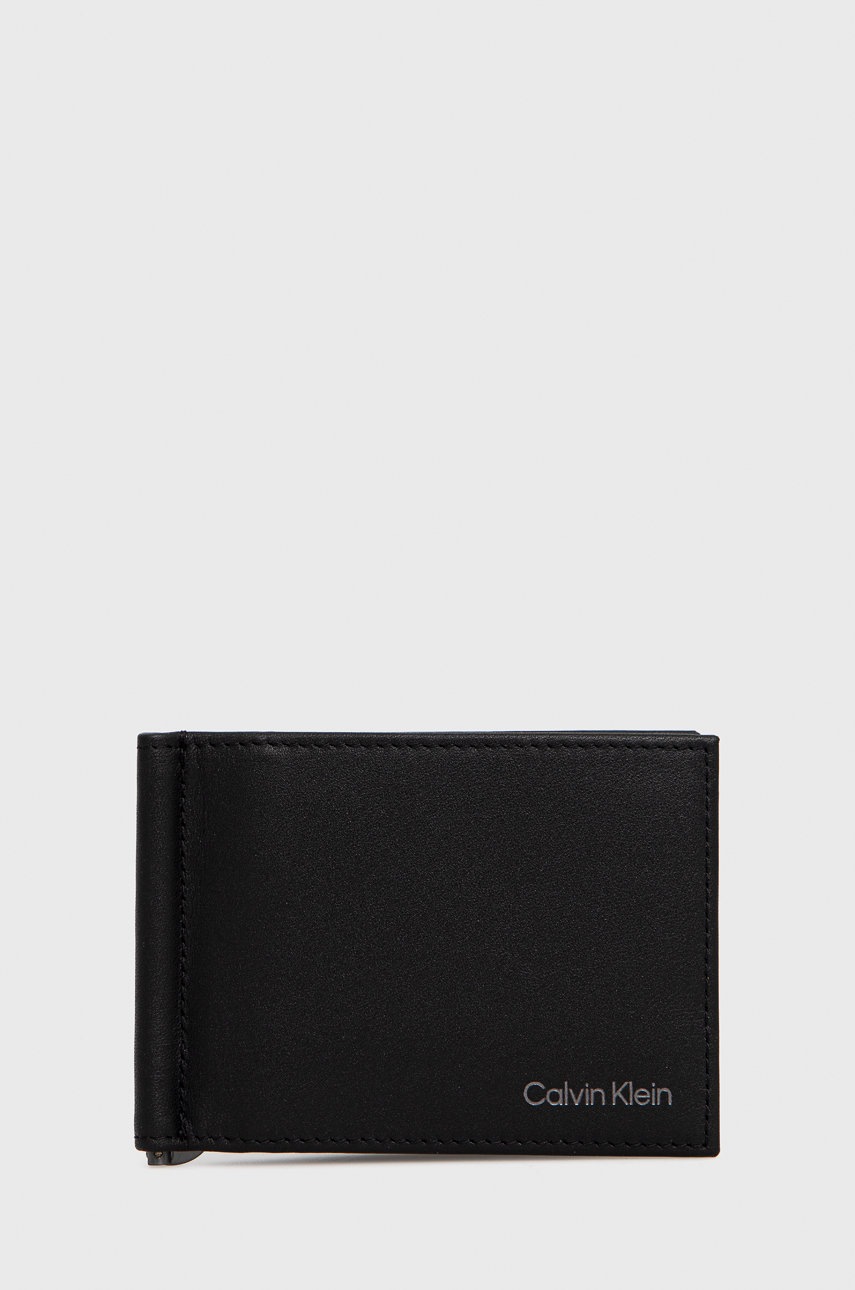 

Кожен портфейл Calvin Klein мъжки в черно, Черен