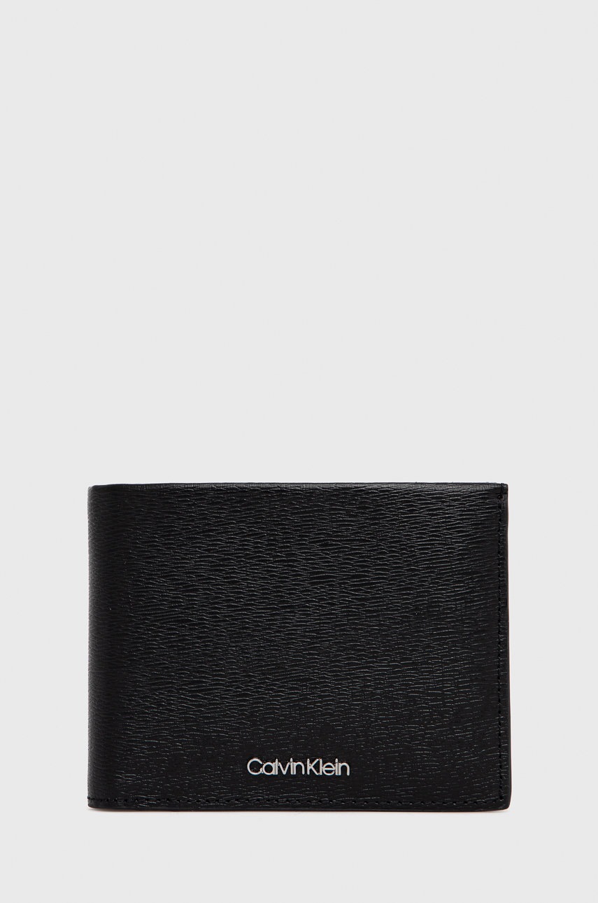 

Кожен портфейл Calvin Klein мъжки в черно, Черен