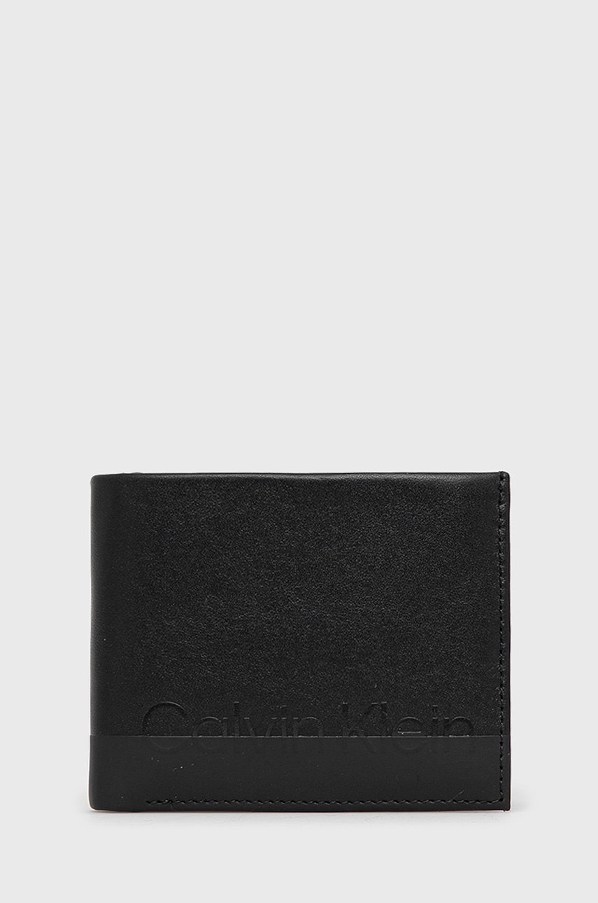 

Кожен портфейл Calvin Klein мъжки в черно, Черен