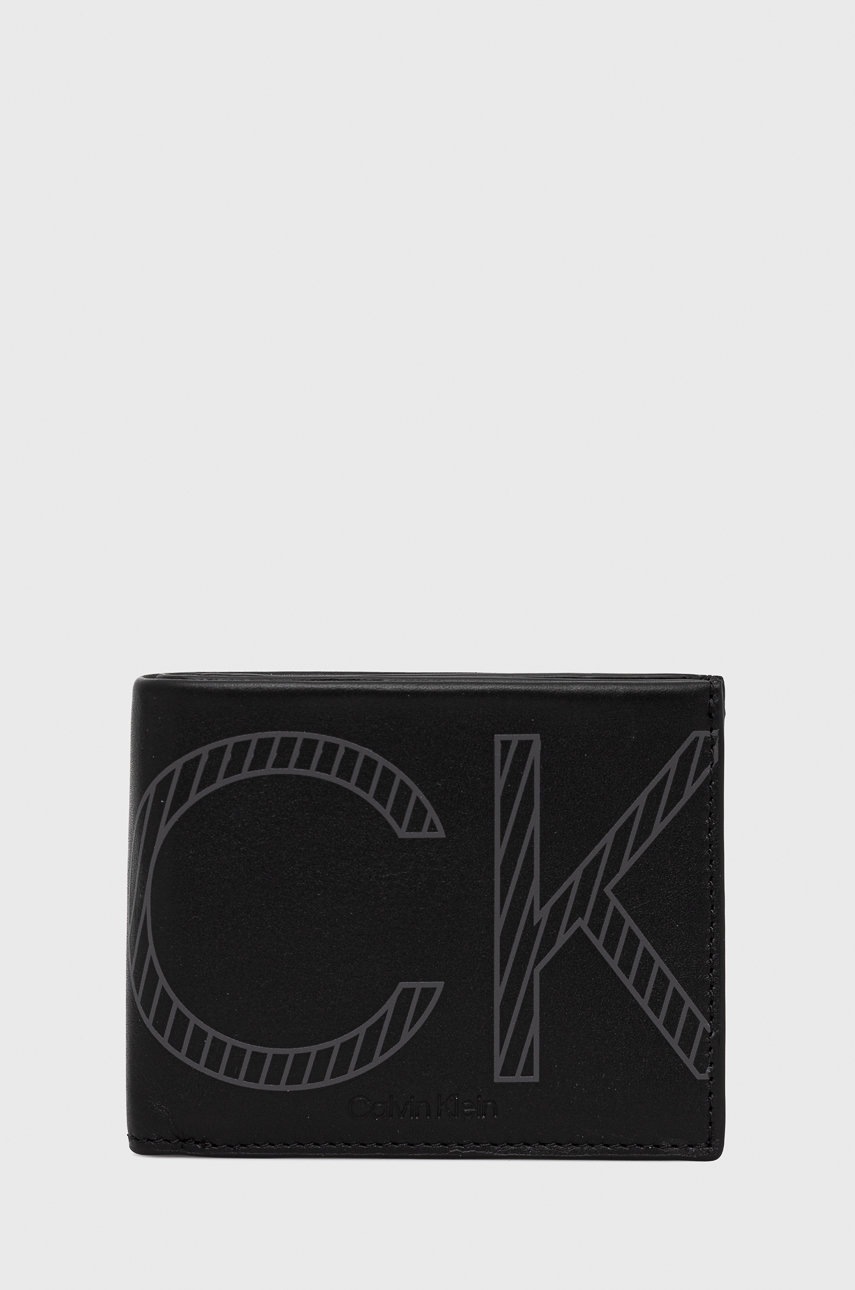 

Кожен портфейл Calvin Klein мъжки в черно, Черен