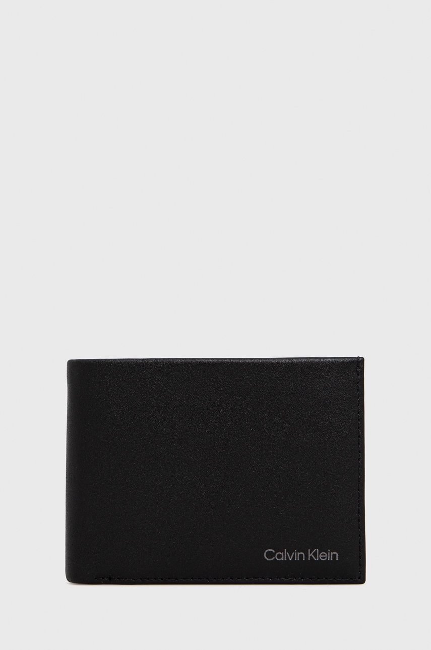 

Кожен портфейл Calvin Klein мъжки в черно, Черен