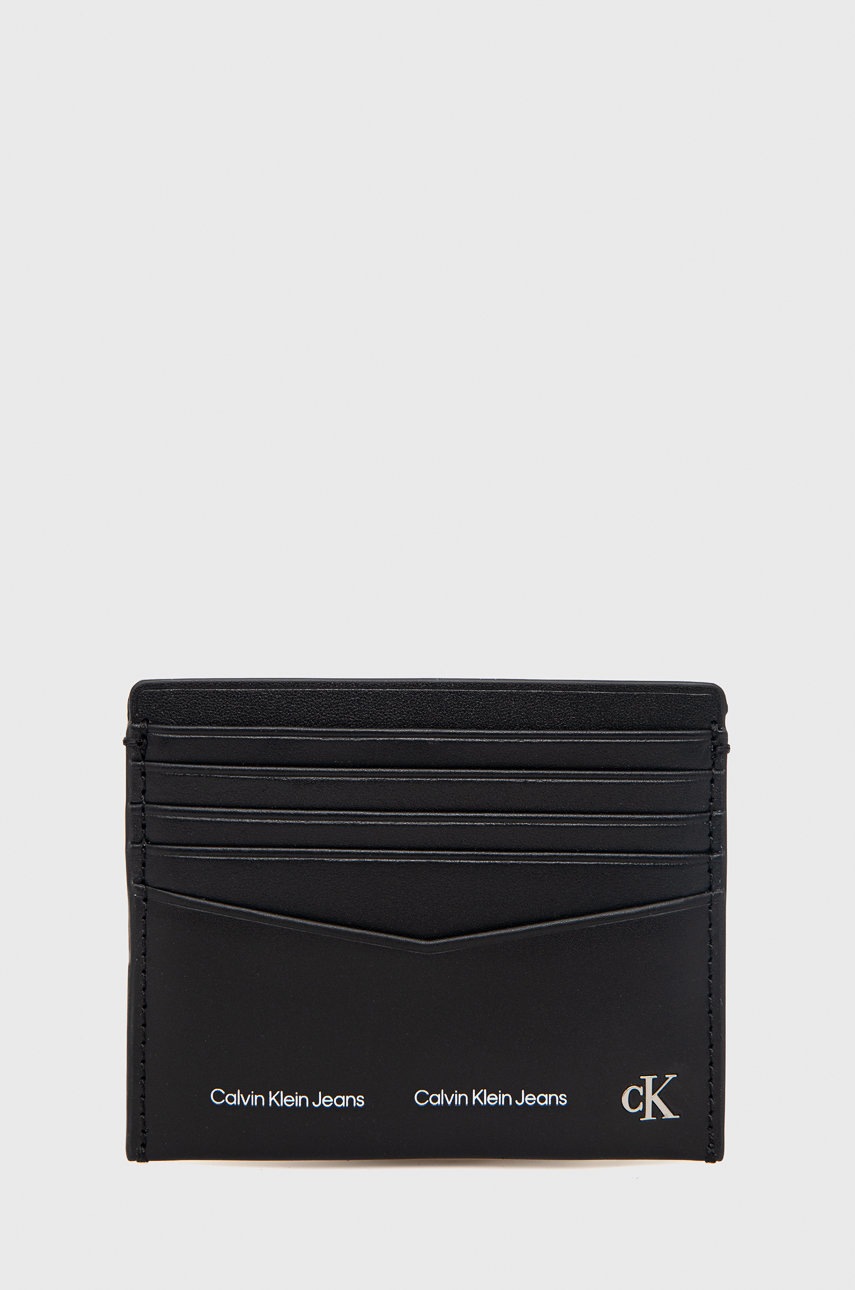 

Кожен калъф за карти Calvin Klein Jeans мъжки в черно, Черен