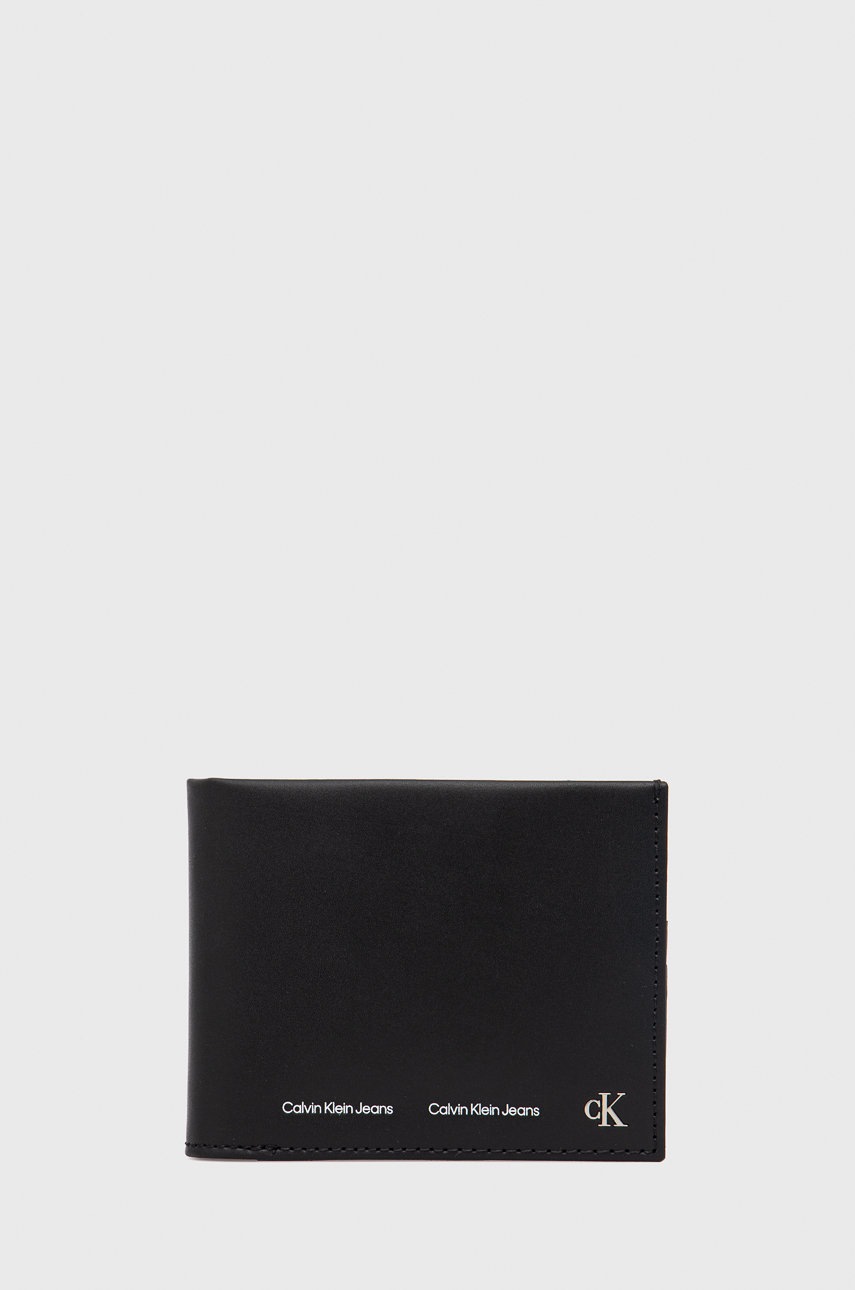 

Кожен портфейл Calvin Klein Jeans мъжки в черно, Черен