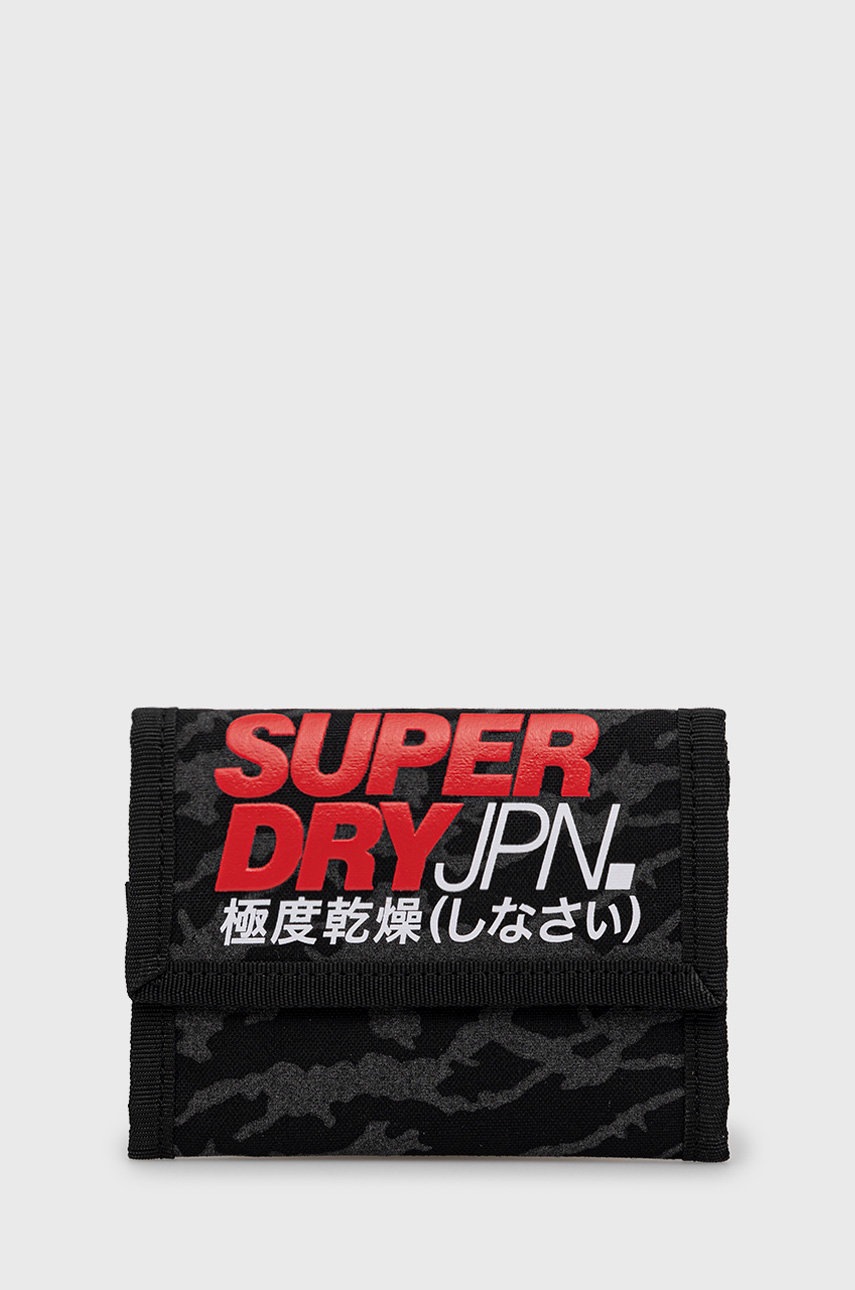 

Портфейл Superdry мъжки в черно, Черен
