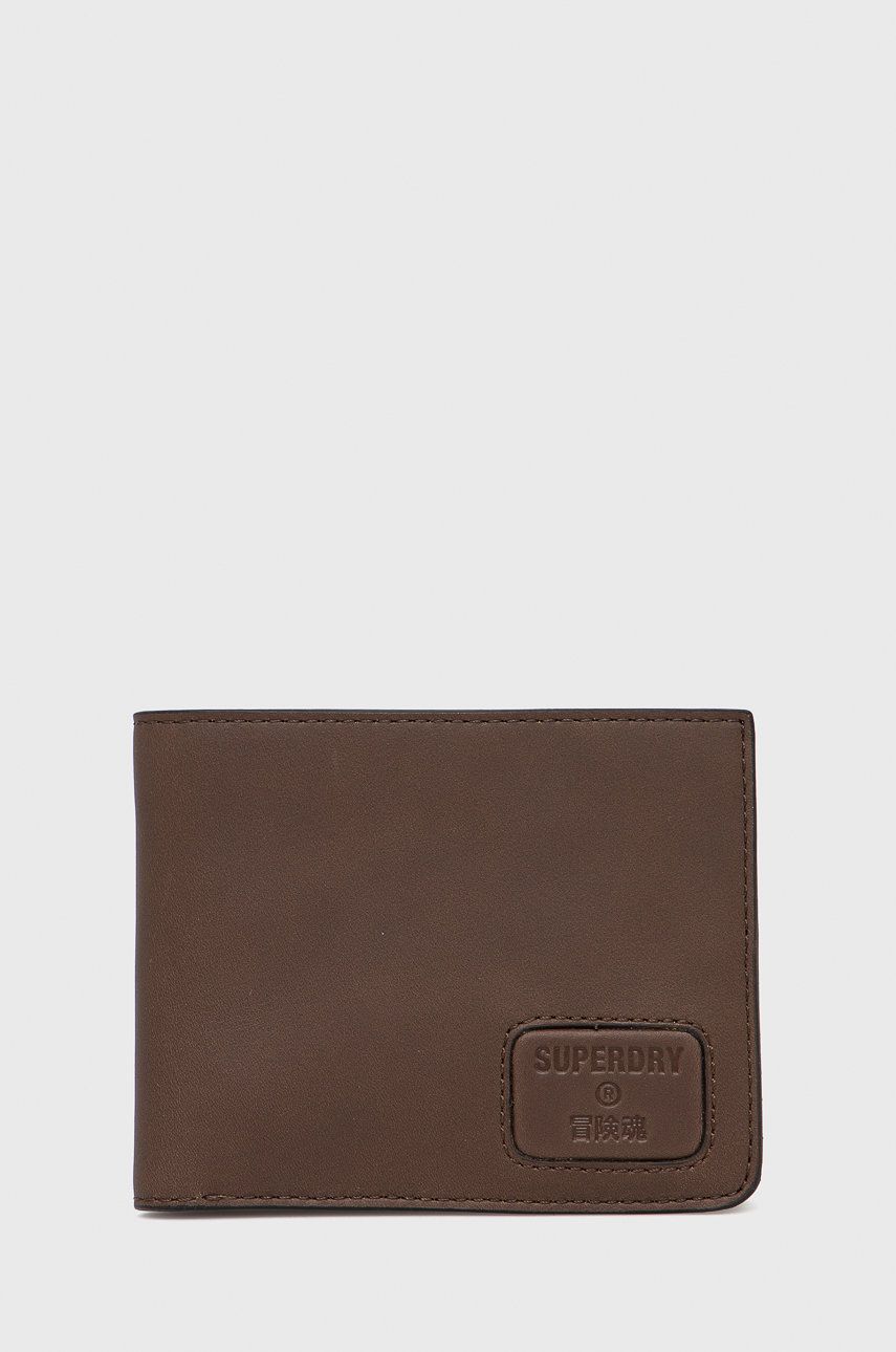 Superdry portfel skórzany męski kolor brązowy
