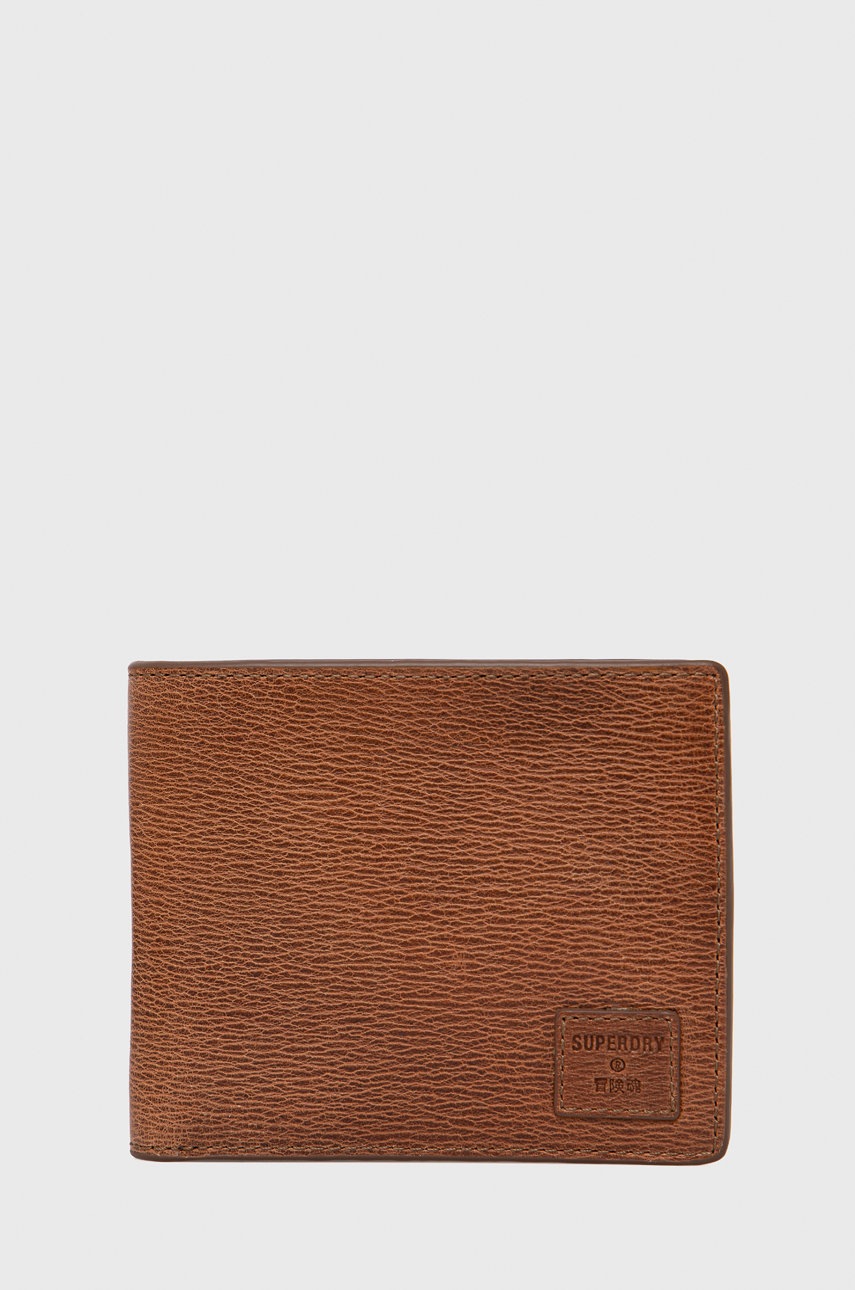 

Кожен портфейл Superdry мъжки в кафяво, Кафяв