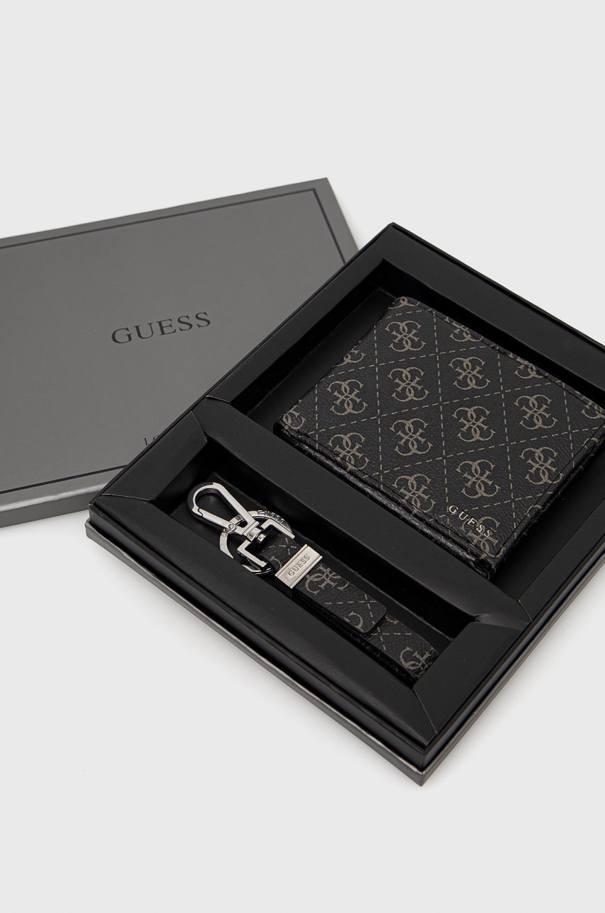 

Портфейл + ключодържател Guess мъжки в черно, Черен