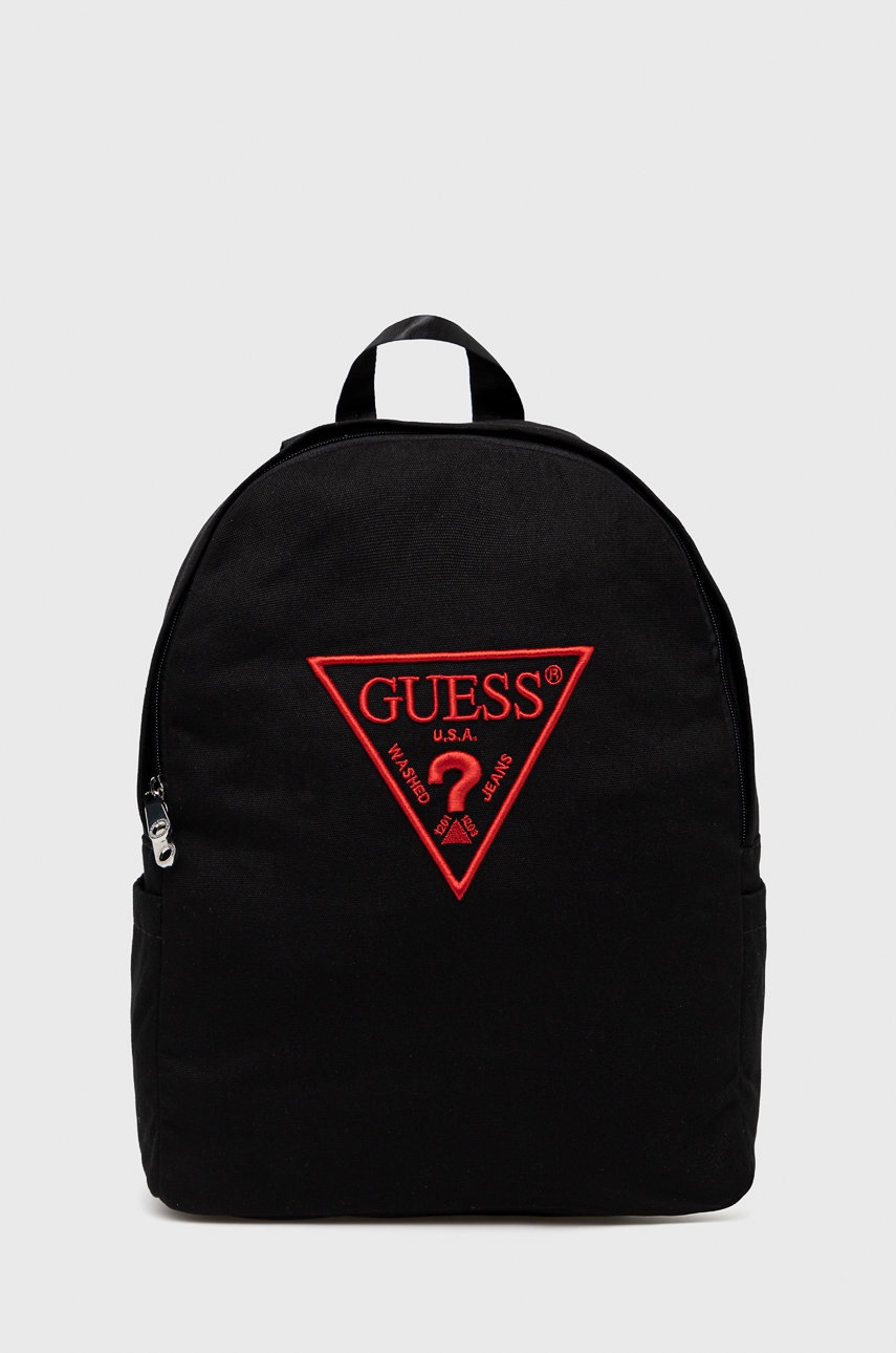 

Раница Guess в черно голям размер с апликация, Черен