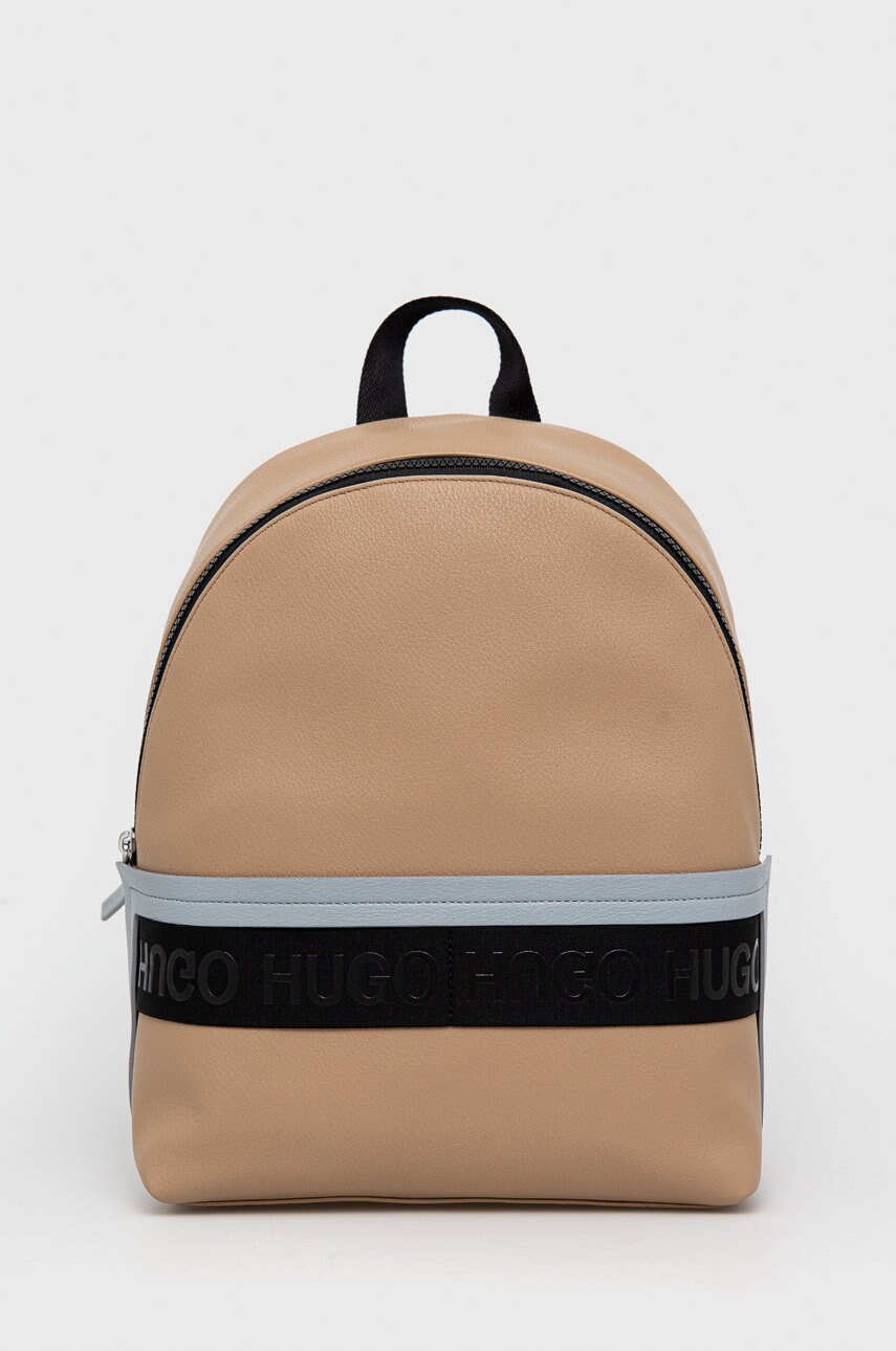 Hugo ghiozdan de piele femei, culoarea galben, mare, material neted