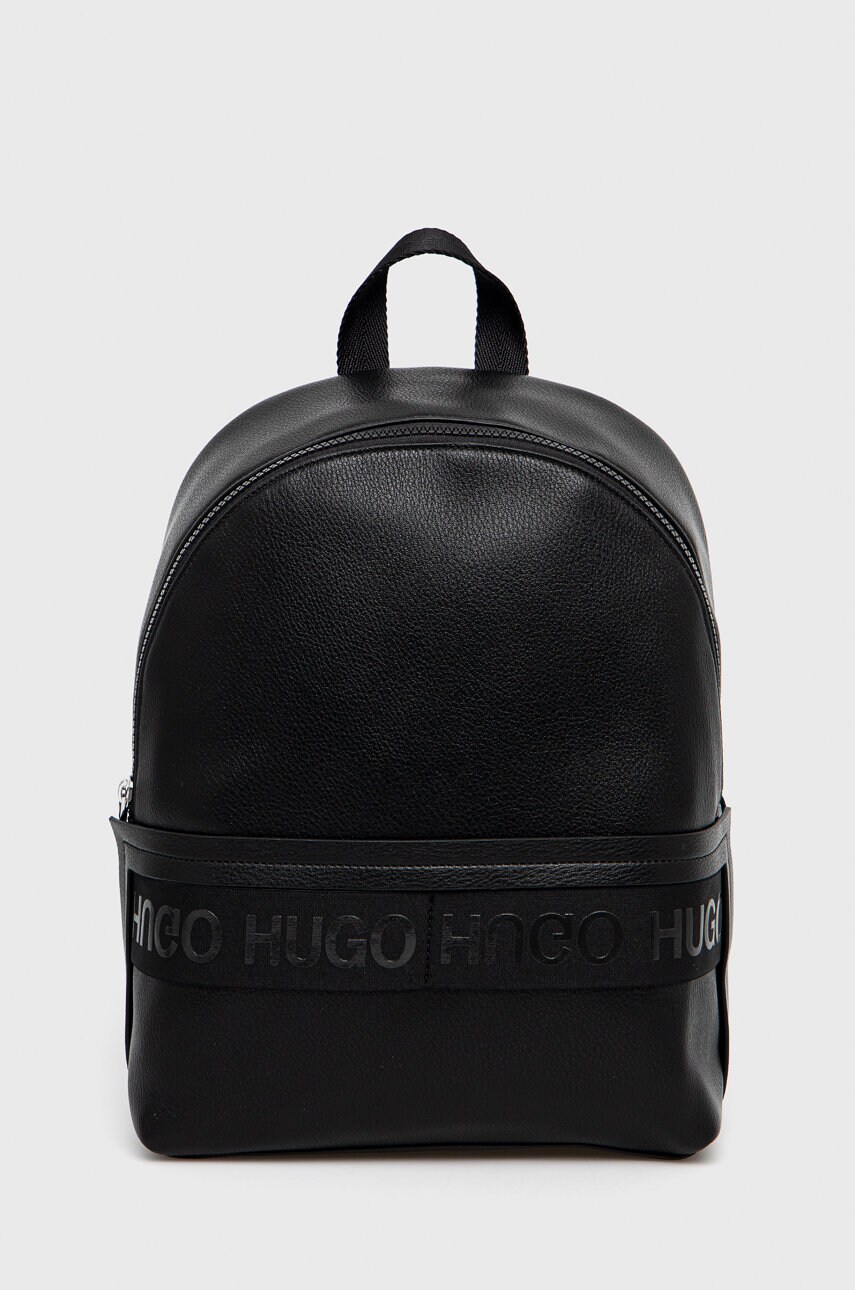 Hugo ghiozdan de piele femei, culoarea negru, mare, material neted
