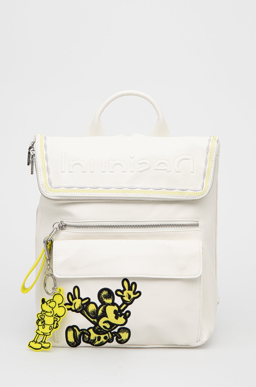 Desigual rucsac femei, culoarea alb, mic, neted