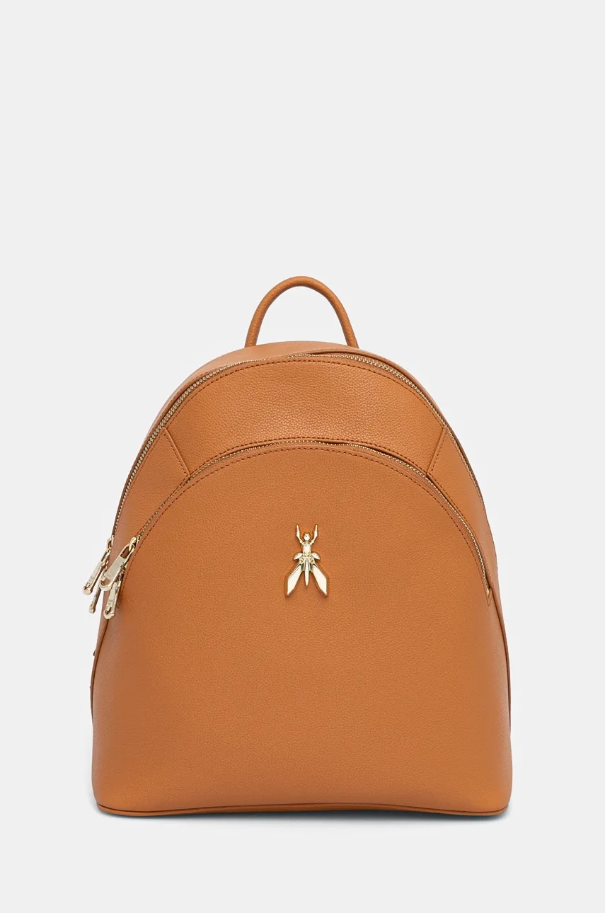 Patrizia Pepe plecak skórzany damski kolor pomarańczowy mały gładki