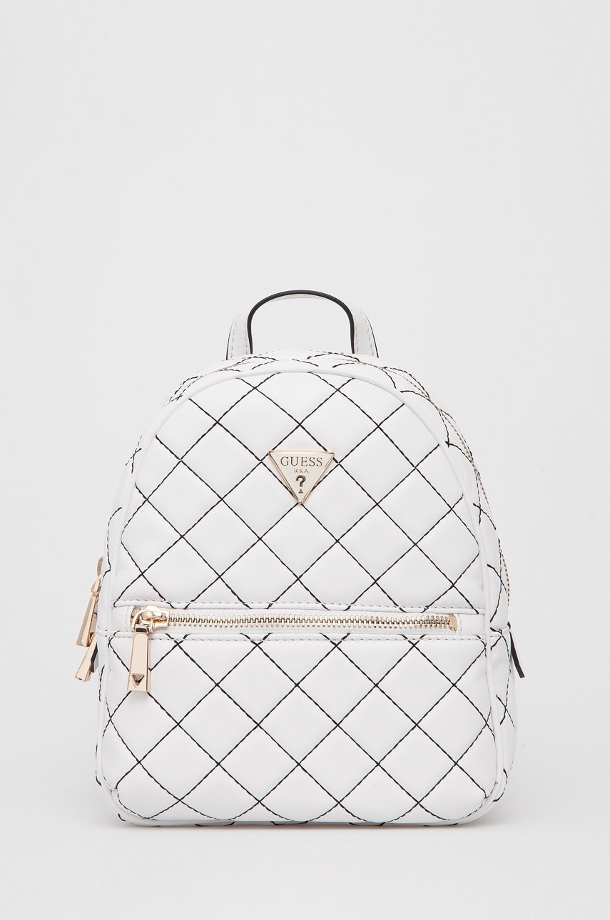 

Раница Guess дамски в бяло малък размер с десен, Бял