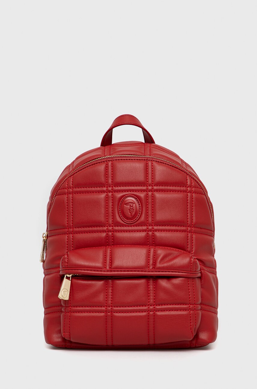 Trussardi rucsac femei, culoarea rosu, mic, material neted