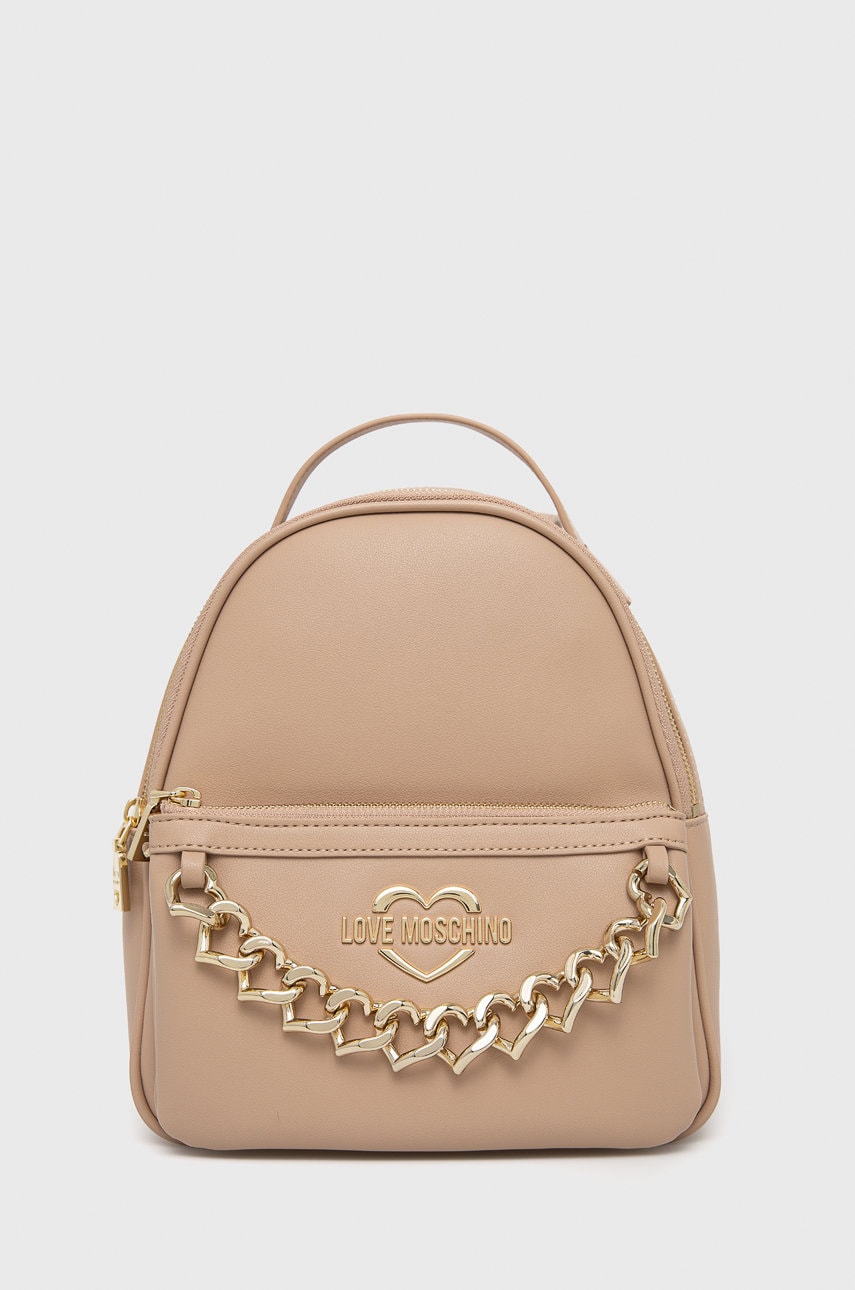 Love Moschino rucsac femei, culoarea bej, mic, neted