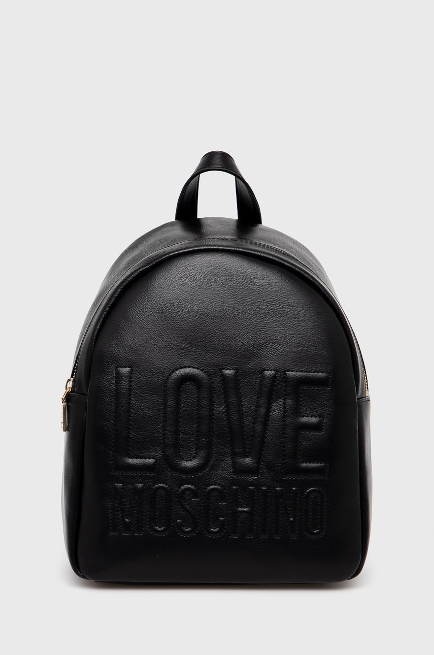 

Раница Love Moschino дамска в черно малък размер с изчистен дизайн, Черен