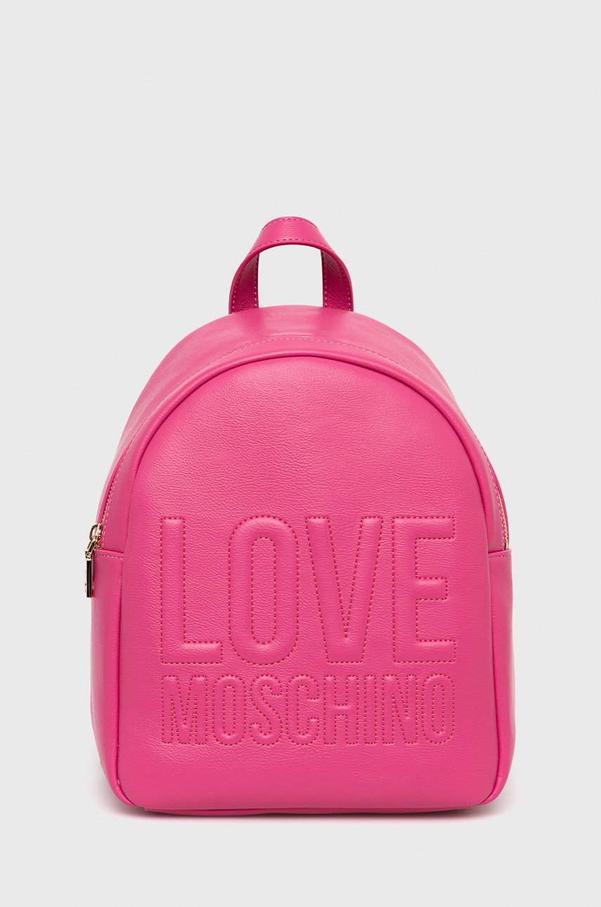 Love Moschino Rucsac femei, culoarea roz, mare, material neted