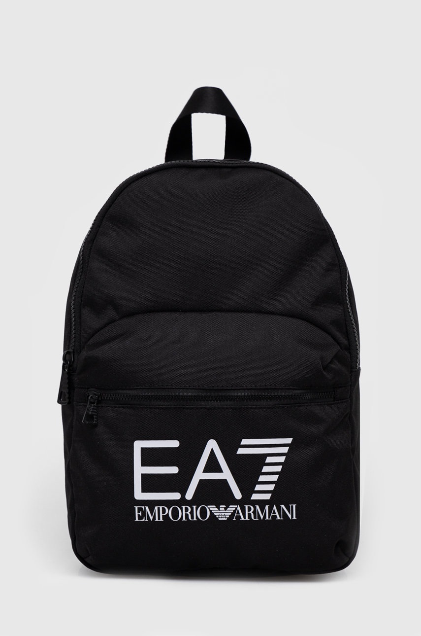 

Раница EA7 Emporio Armani в черно малък размер с принт, Черен