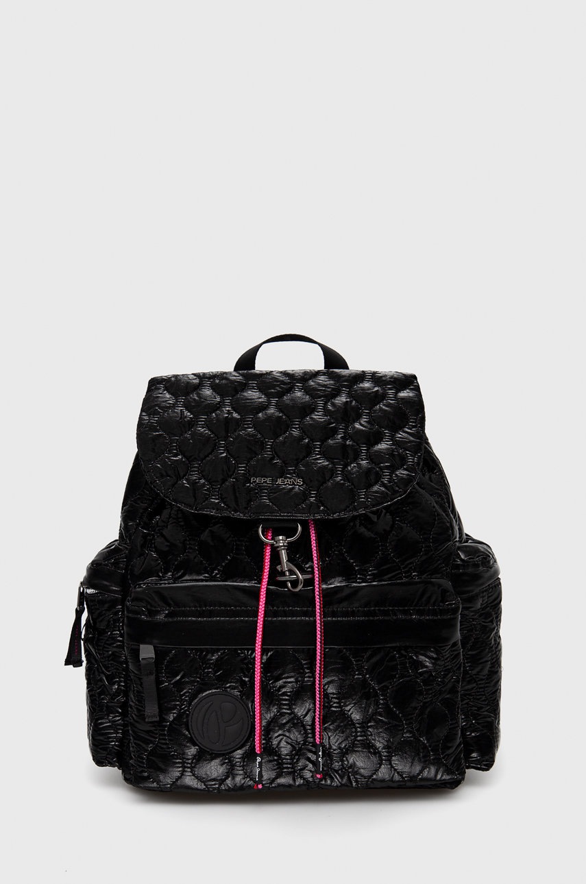 

Раница Pepe Jeans Linda Backpack дамска в черно голям размер с изчистен дизайн, Черен