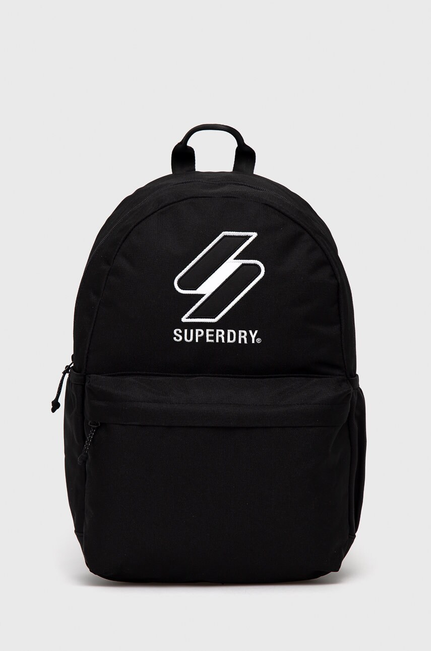 Superdry rucsac femei, culoarea negru, mare, cu imprimeu
