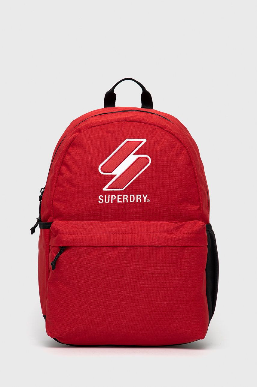 Levně Batoh Superdry dámský, červená barva, velký, s aplikací