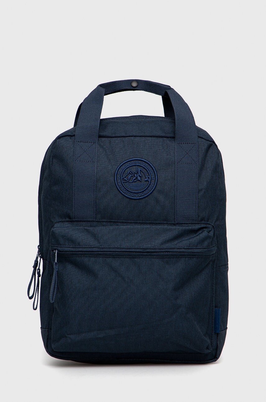 Superdry rucsac femei, culoarea albastru marin, mare, neted