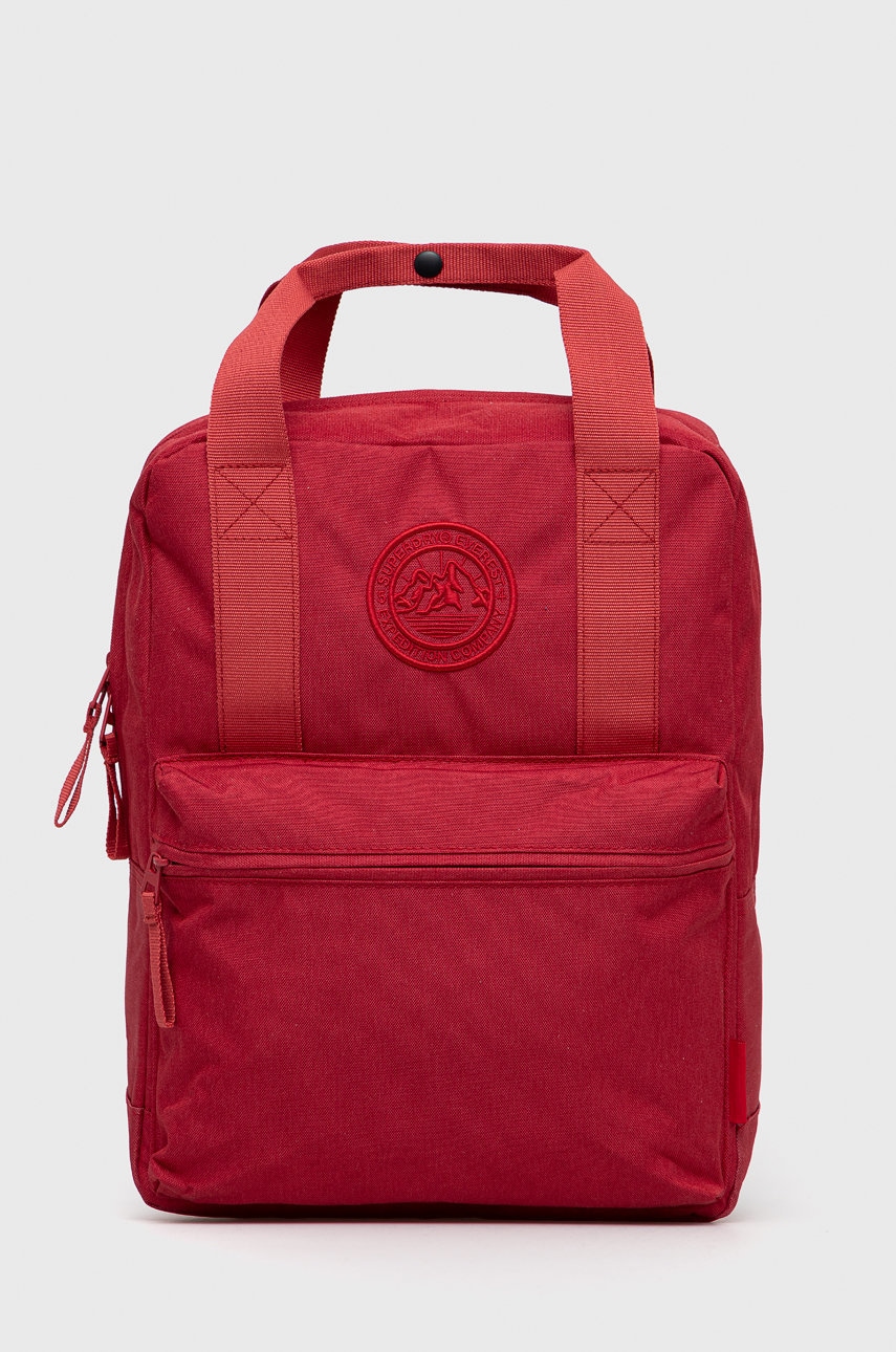 Superdry rucsac femei, culoarea rosu, mare, neted