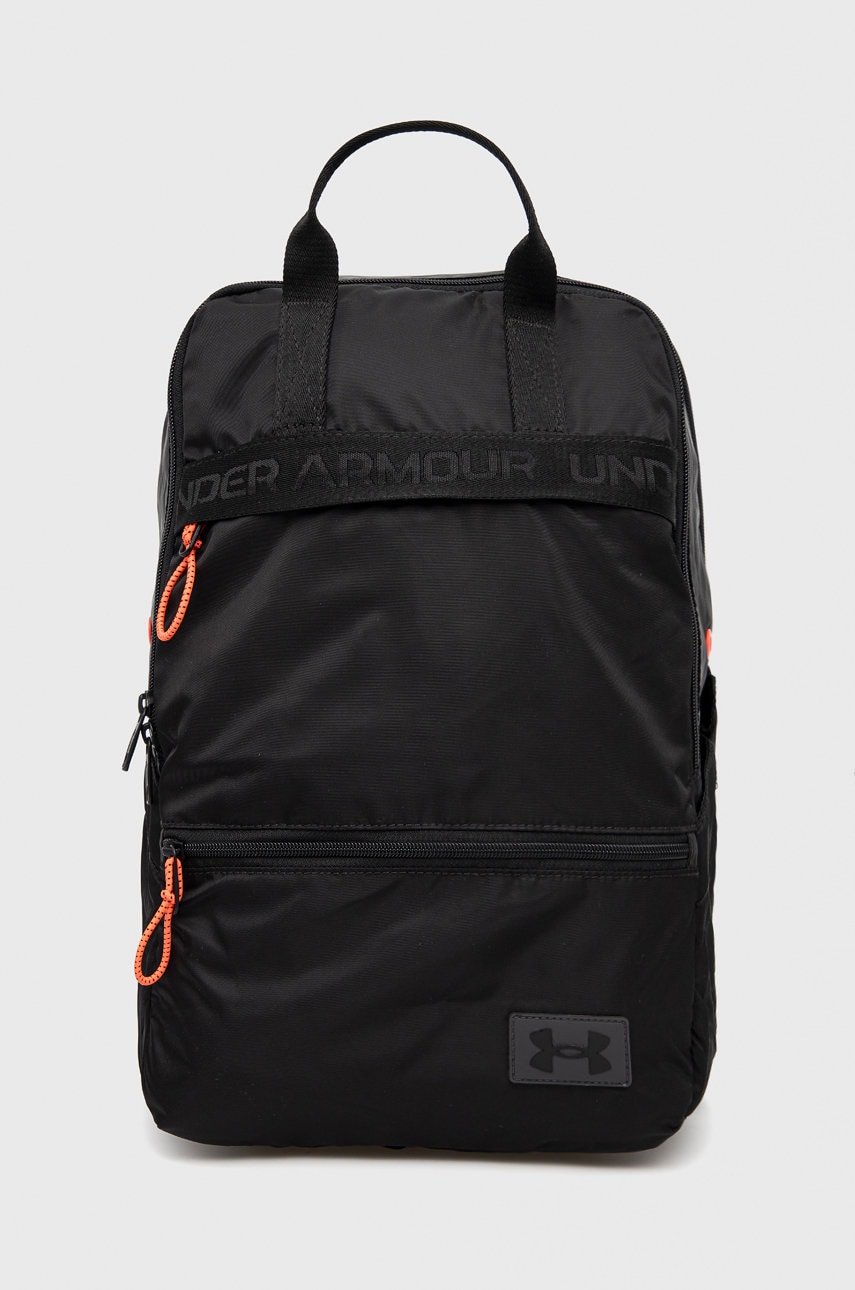 

Раница Under Armour 1369215 дамски в черно голям размер с изчистен дизайн, Черен