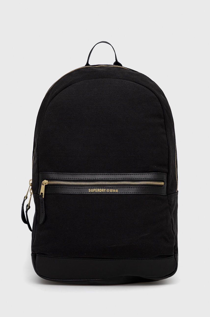 

Раница Superdry дамски в черно голям размер с изчистен дизайн, Черен
