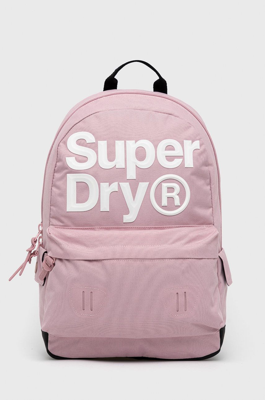 Superdry plecak damski kolor różowy duży z aplikacją