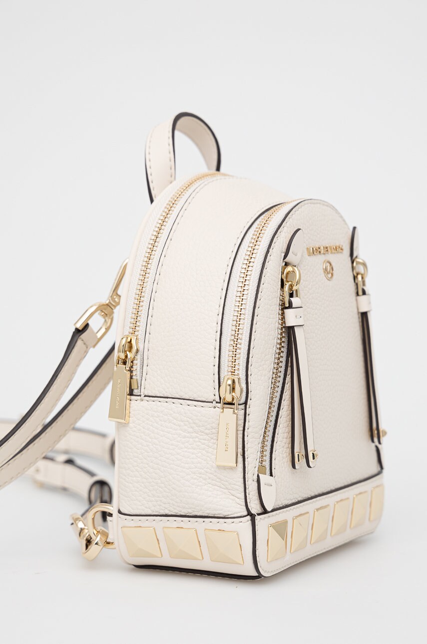 

Кожаный рюкзак MICHAEL Michael Kors женский цвет бежевый маленький однотонный