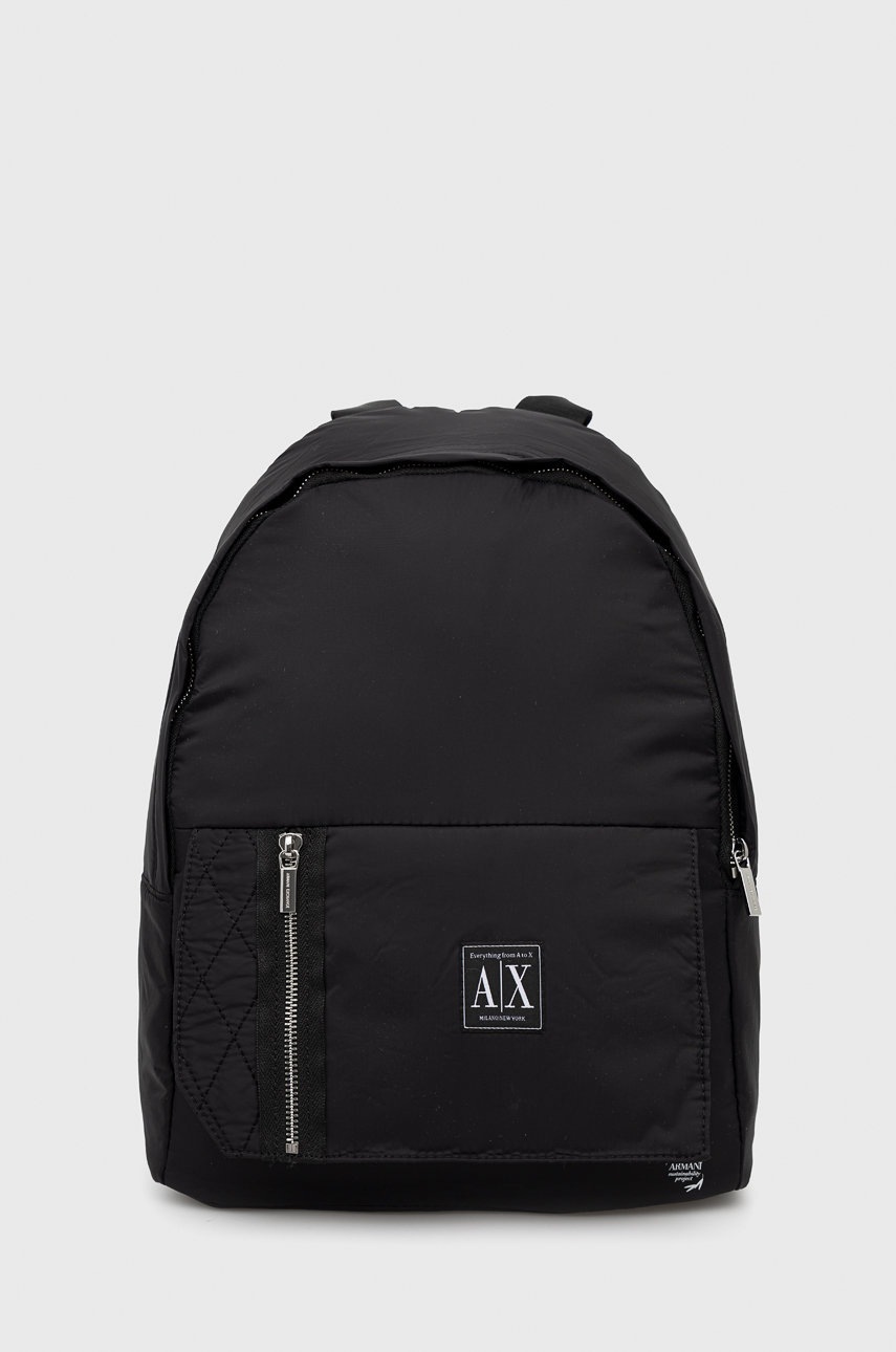 

Раница Armani Exchange мъжки в черно голям размер с изчистен дизайн, Черен