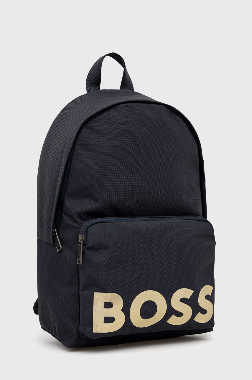 

Рюкзак BOSS мужской цвет синий большой с аппликацией