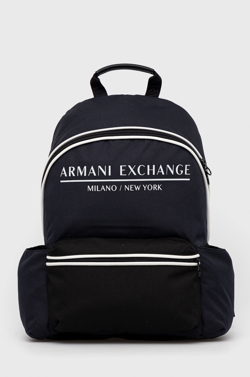 

Раница Armani Exchange в тъмносиньо голям размер с принт, Тъмносин