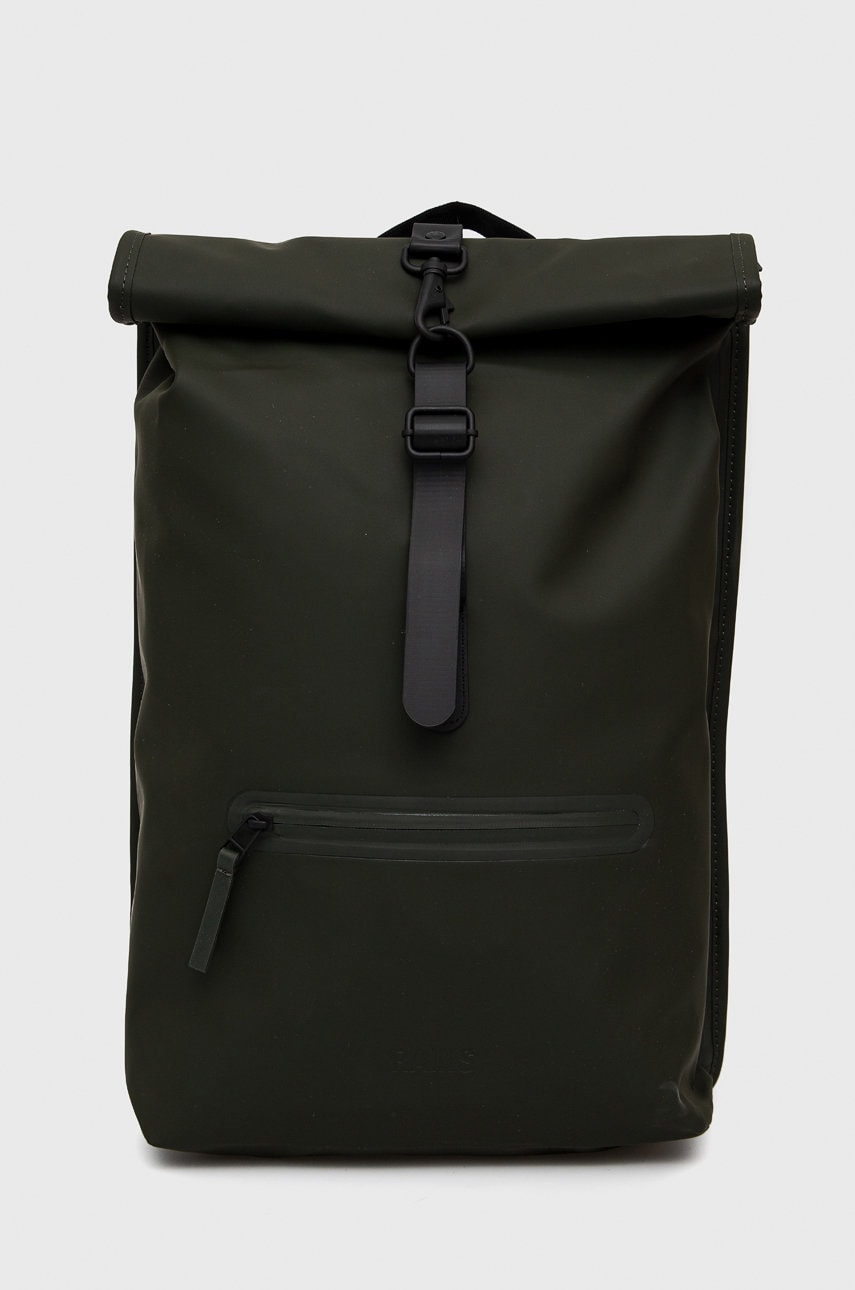 Rains plecak 13160 Rolltop Rucksack kolor zielony duży gładki