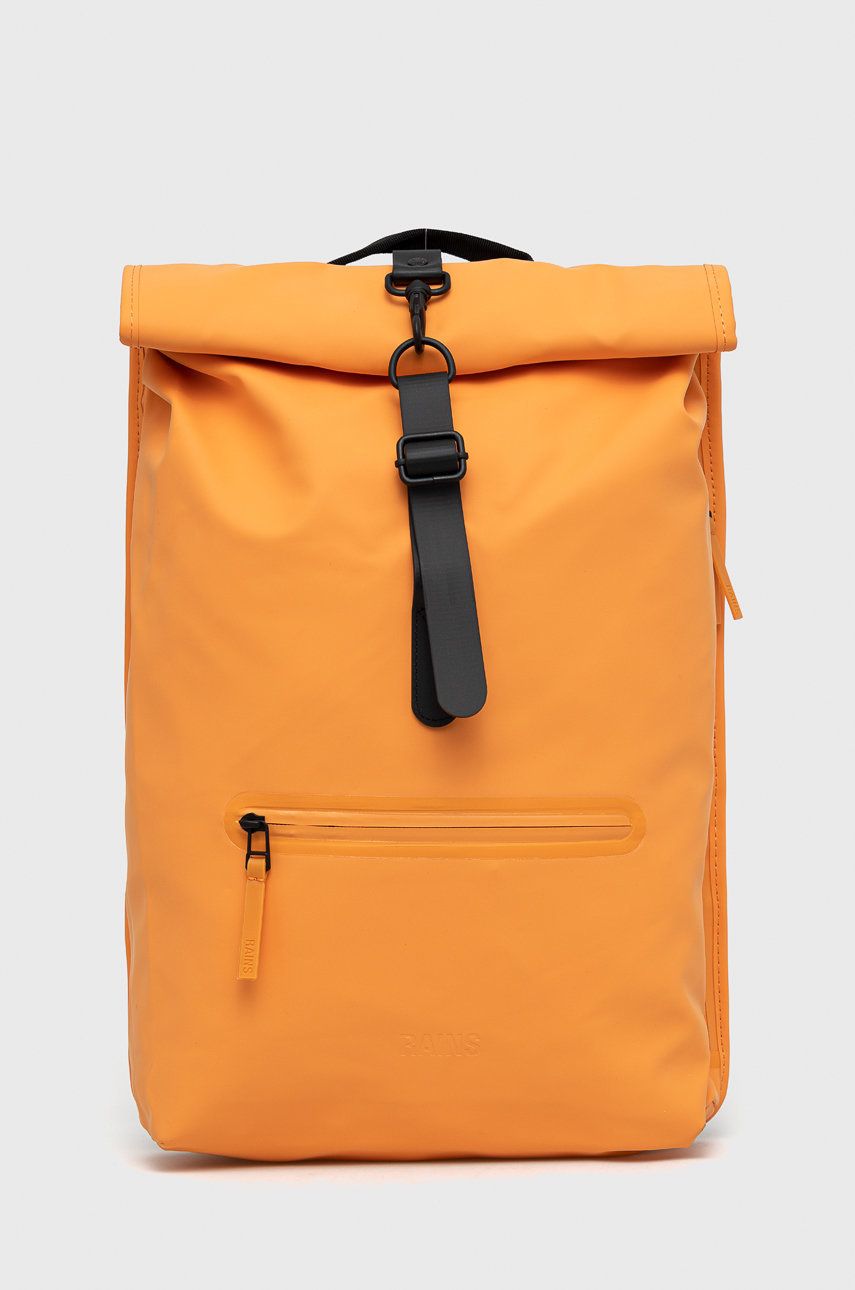 Rains plecak 13160 Rolltop Rucksack kolor pomarańczowy duży gładki