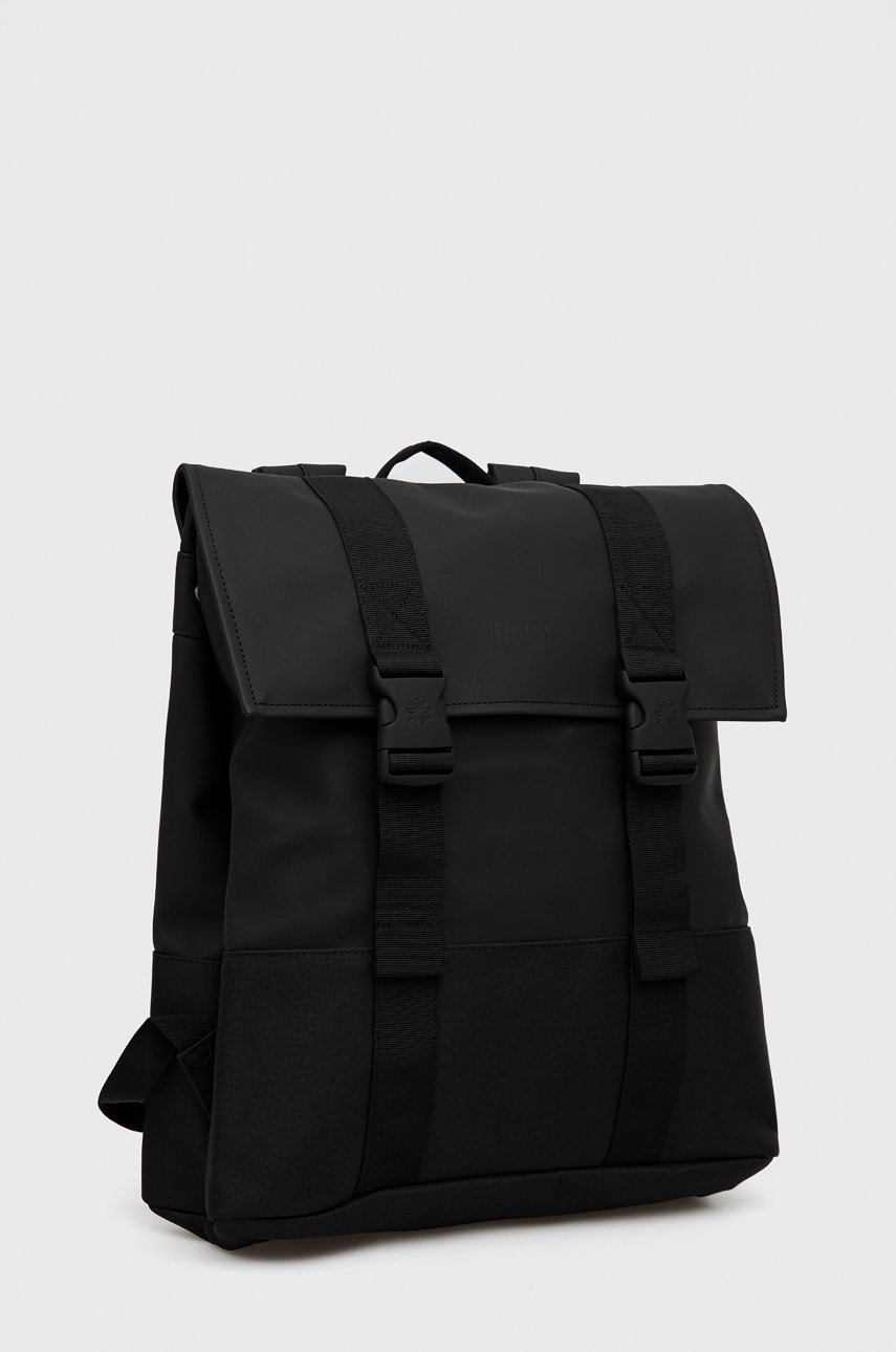 

Рюкзак Rains 13710 Buckle Msn Bag колір чорний великий однотонний