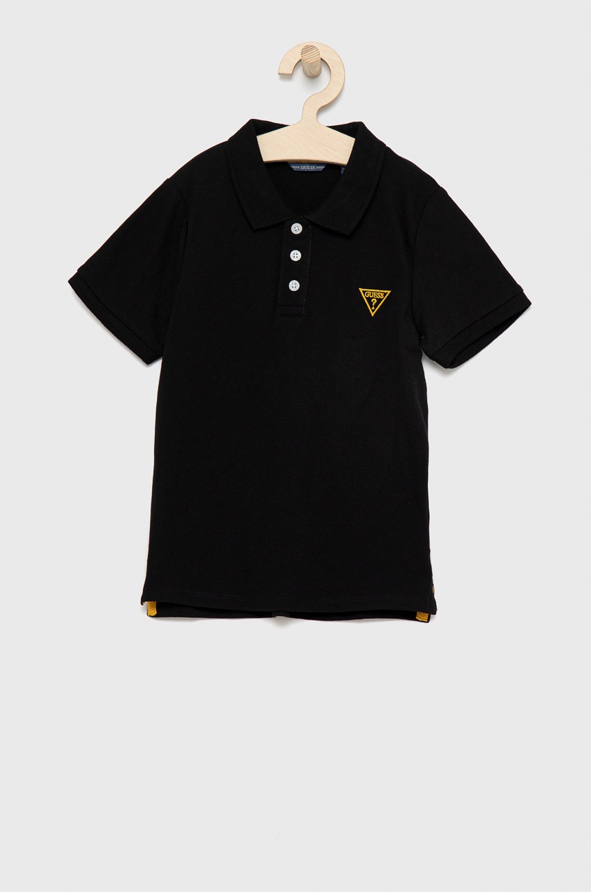 

Детское поло Guess цвет чёрный гладкий