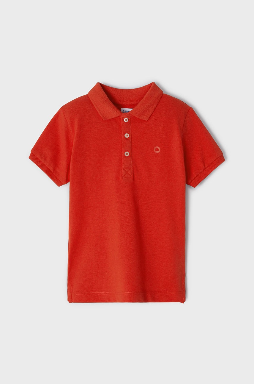 

Детска памучна тениска с яка Mayoral в червено с изчистен дизайн, Червен