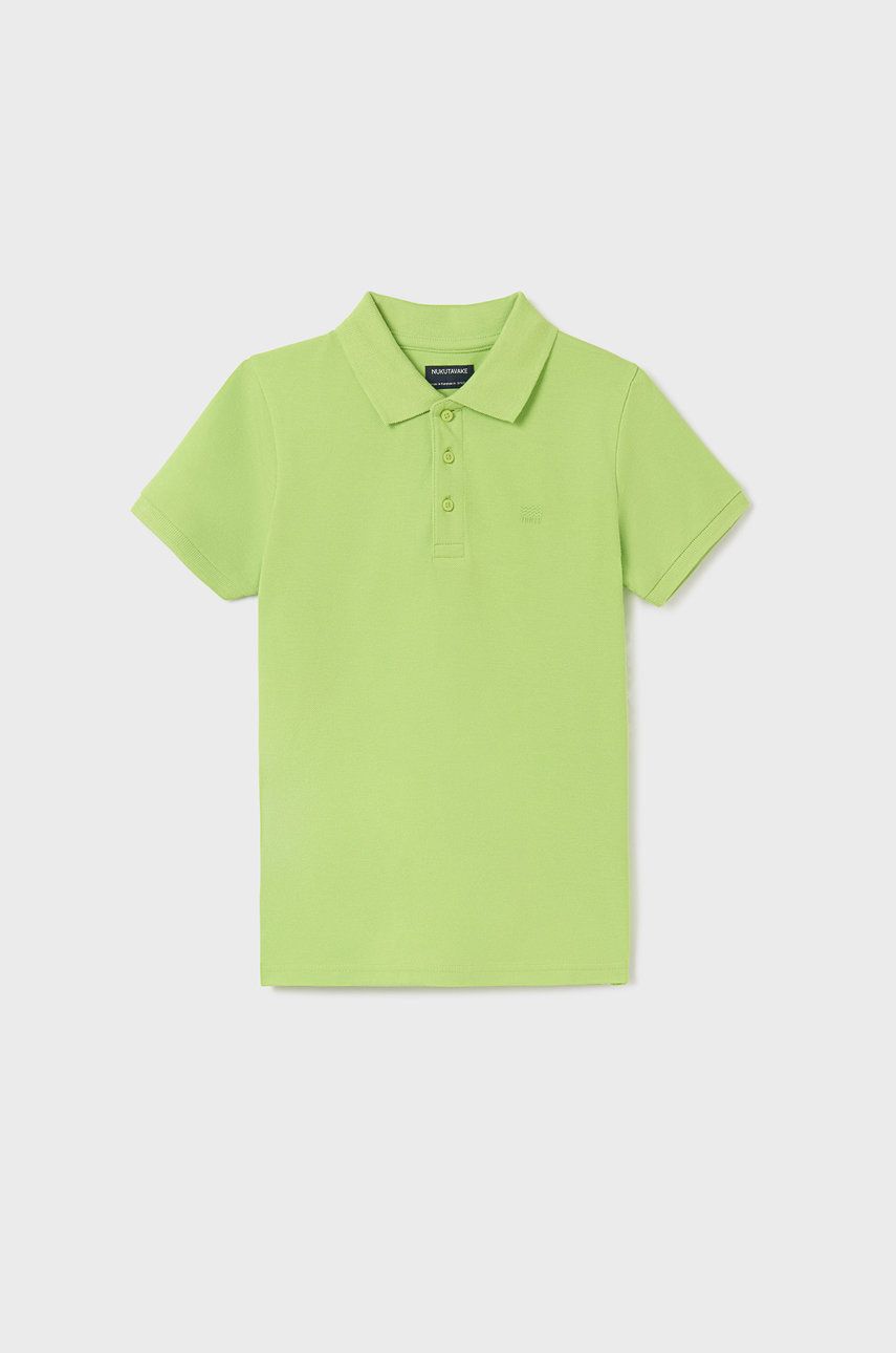 Mayoral tricouri polo din bumbac pentru copii culoarea verde, neted