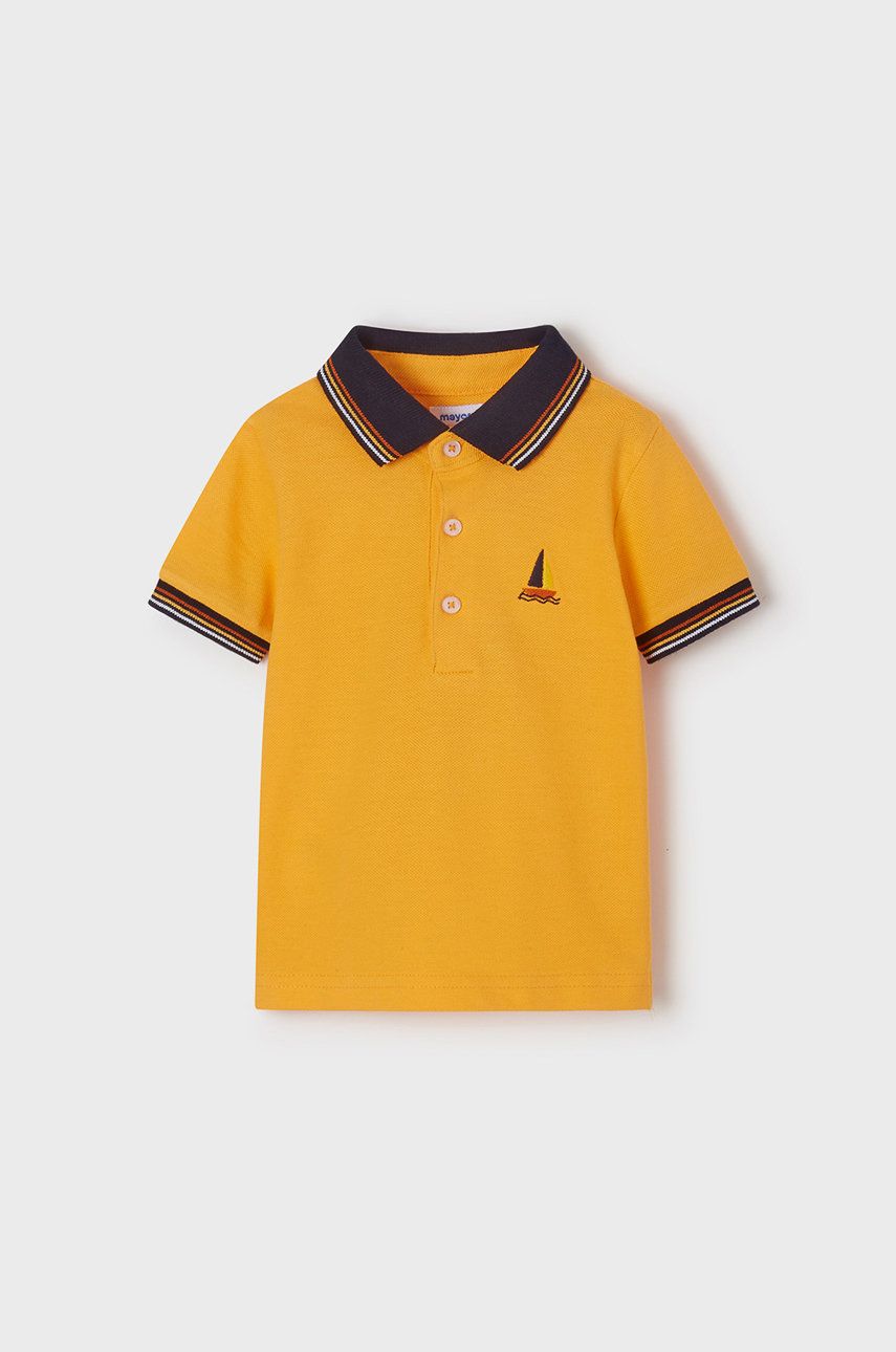 Mayoral tricouri polo din bumbac pentru copii culoarea portocaliu, cu imprimeu